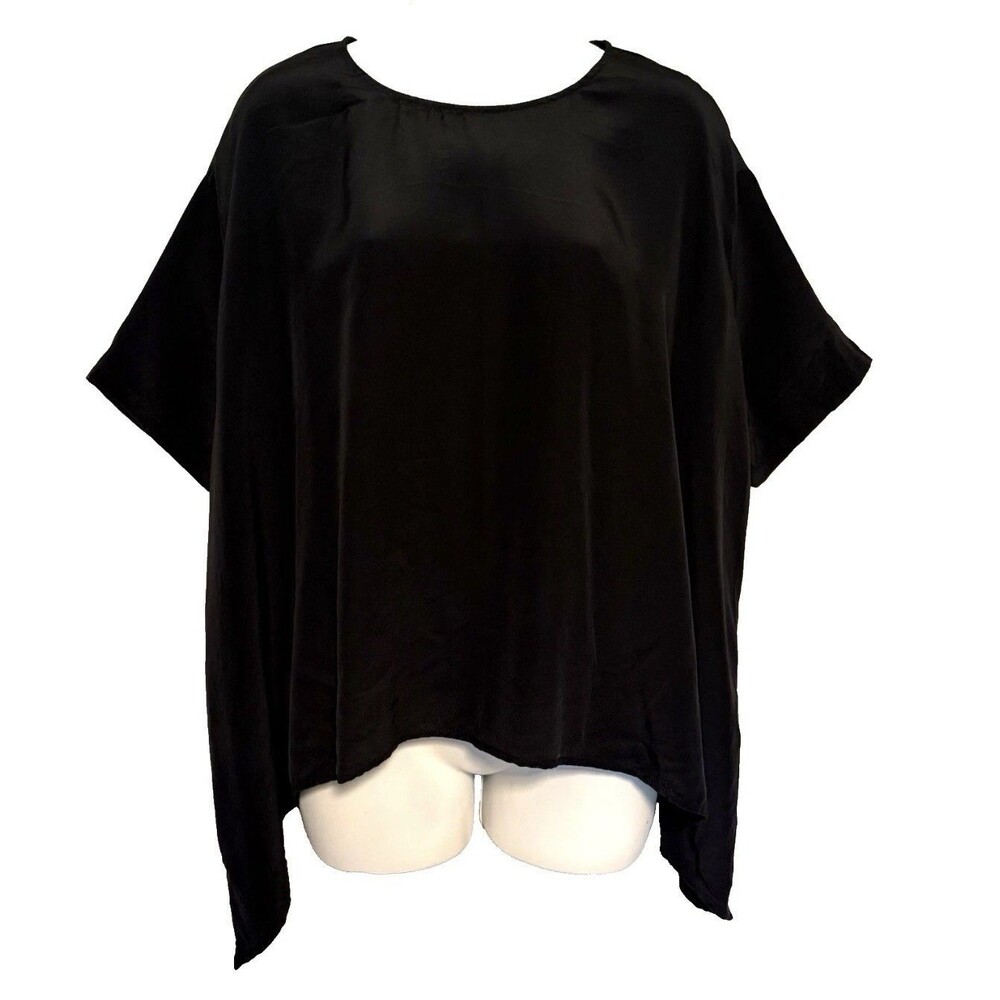 Fifteen Twenty 100% Silk Oversized Blouse Sz XS Flowy Asymmetrical Minimal USA